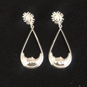 Sterling Silver Sun Moon dangle earrings.